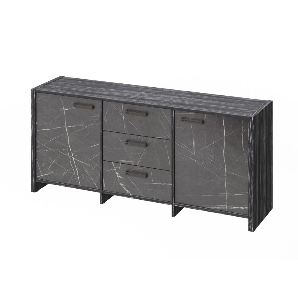 Тумба с 2 дверьми и 3 ящиками (фурнитура ЧЕРНАЯ) Festus FB-13-01.G