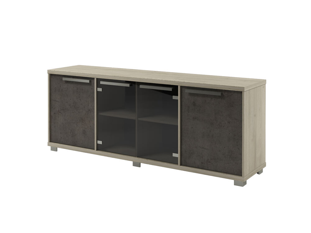 Низкий (двери ЛДСП Бетон Чикаго+стеклянные двери) Z-14-11