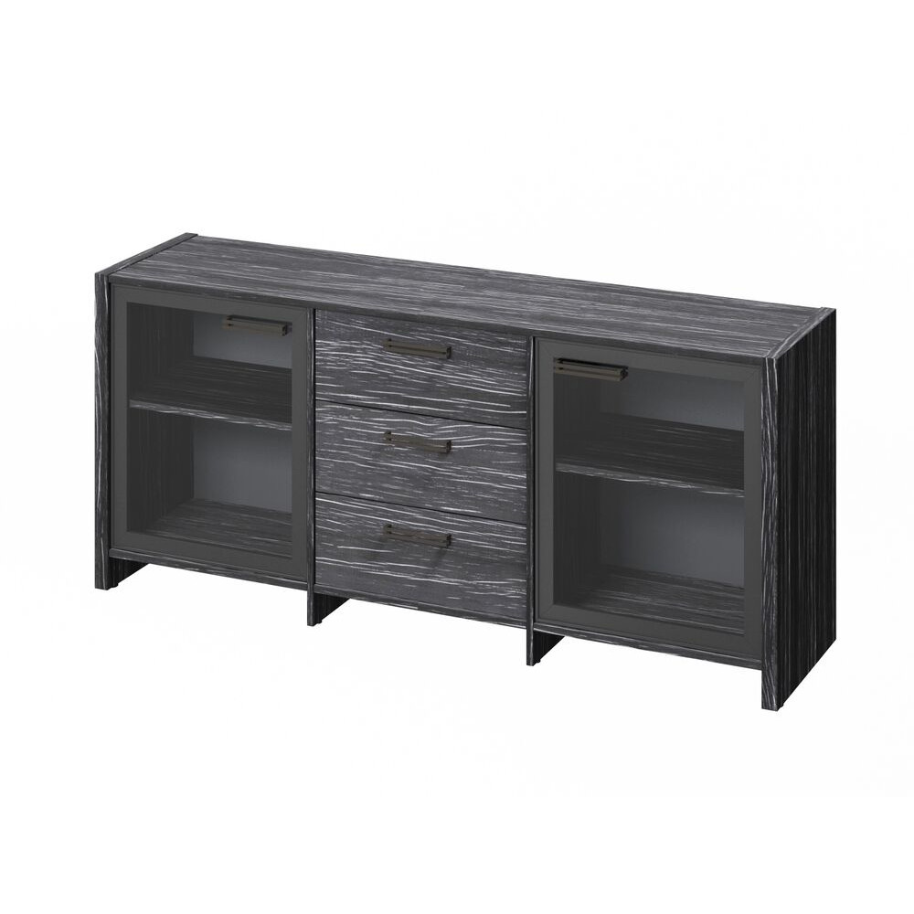 Тумба с 2 стеклянными дверьми и 3 ящиками (фурнитура ЧЕРНАЯ) Festus FB-13-02.D