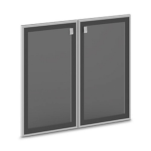 Васанта Двери низкие стеклянные тонированные в алюминиевом профиле -комплект 2 шт. V-014