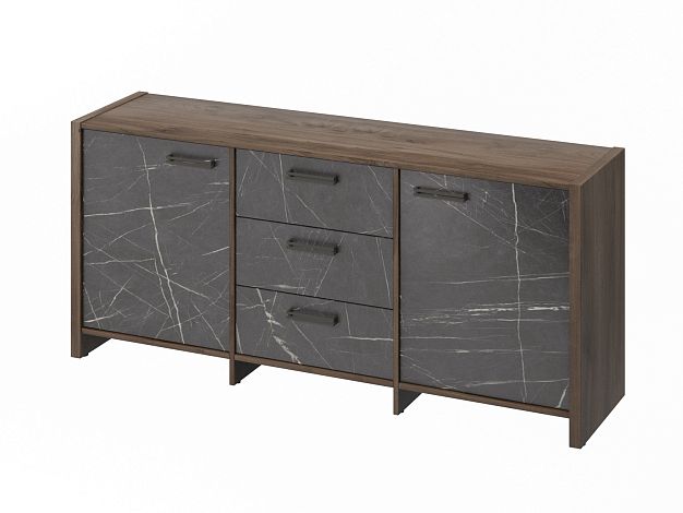 Тумба с 2 дверьми и 3 ящиками (фурнитура ЧЕРНАЯ) Festus FB-13-01.G